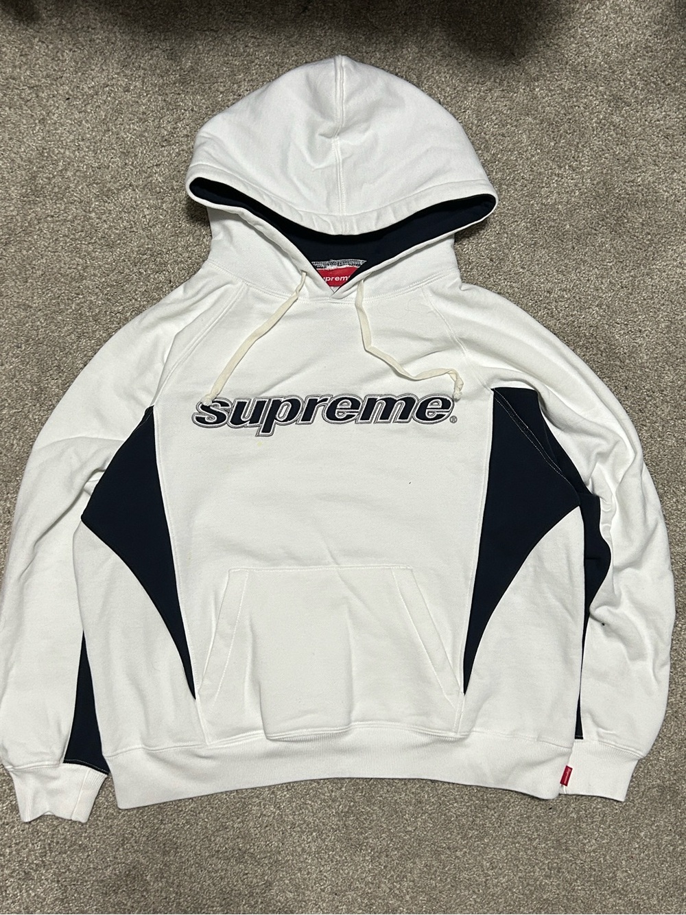 Supreme FW24 Division One White Navy Hoodie Small